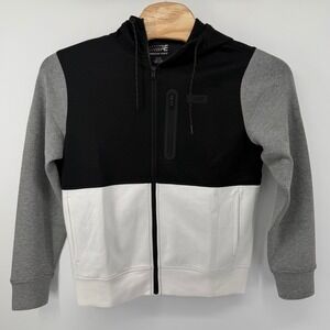 American‎ Eagle Men's Colorblock Zip Up Hoodie Jacket Black White Grey Medium